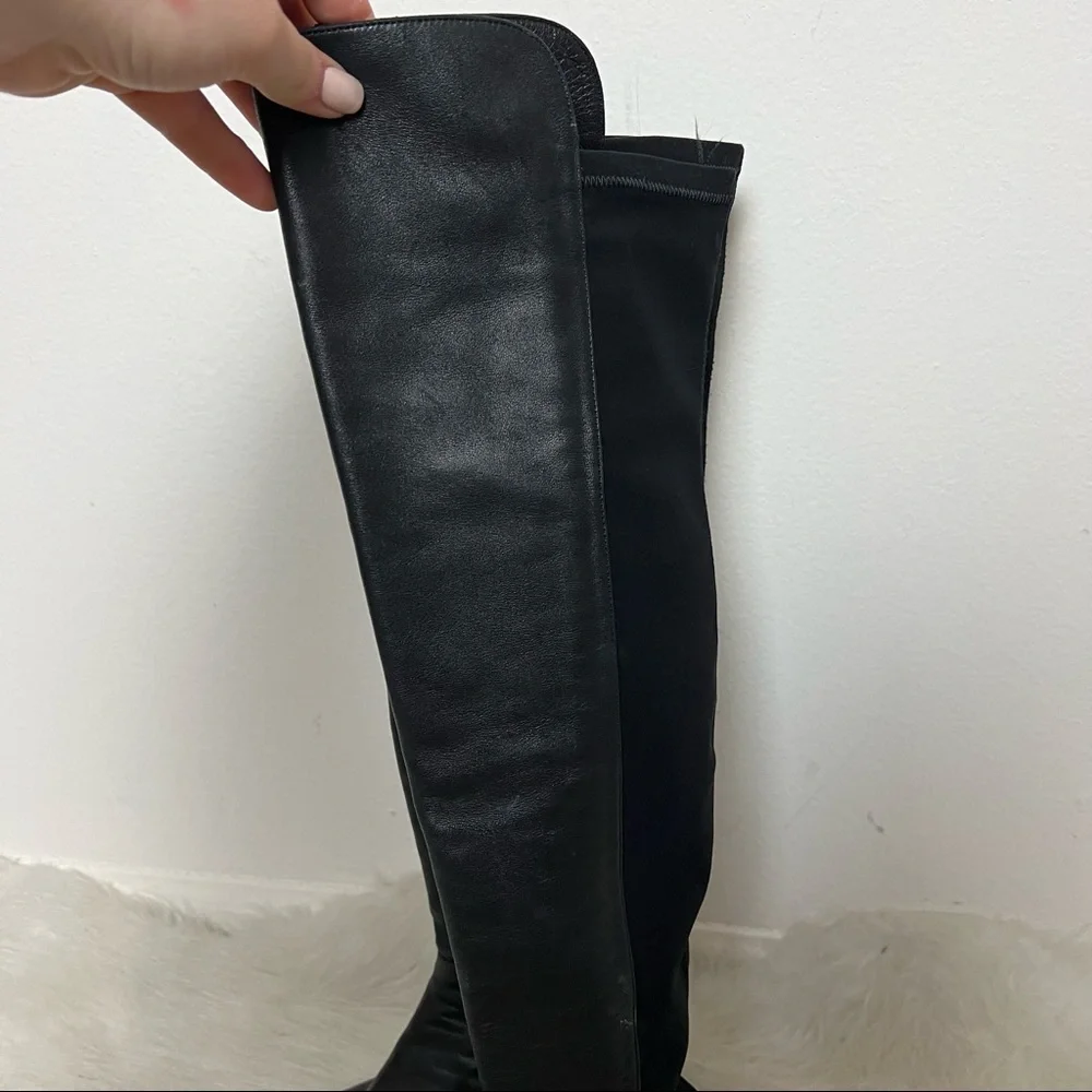 Stuart Weitzman 50 50 Over the Knee Leather Pull On Boots